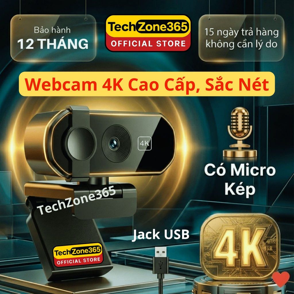 Webcam 4k 2k Cao Cấp Livestream  – Camera Livestream Chuyên Nghiệp Cho PC, Laptop, Tiktok, Youtube