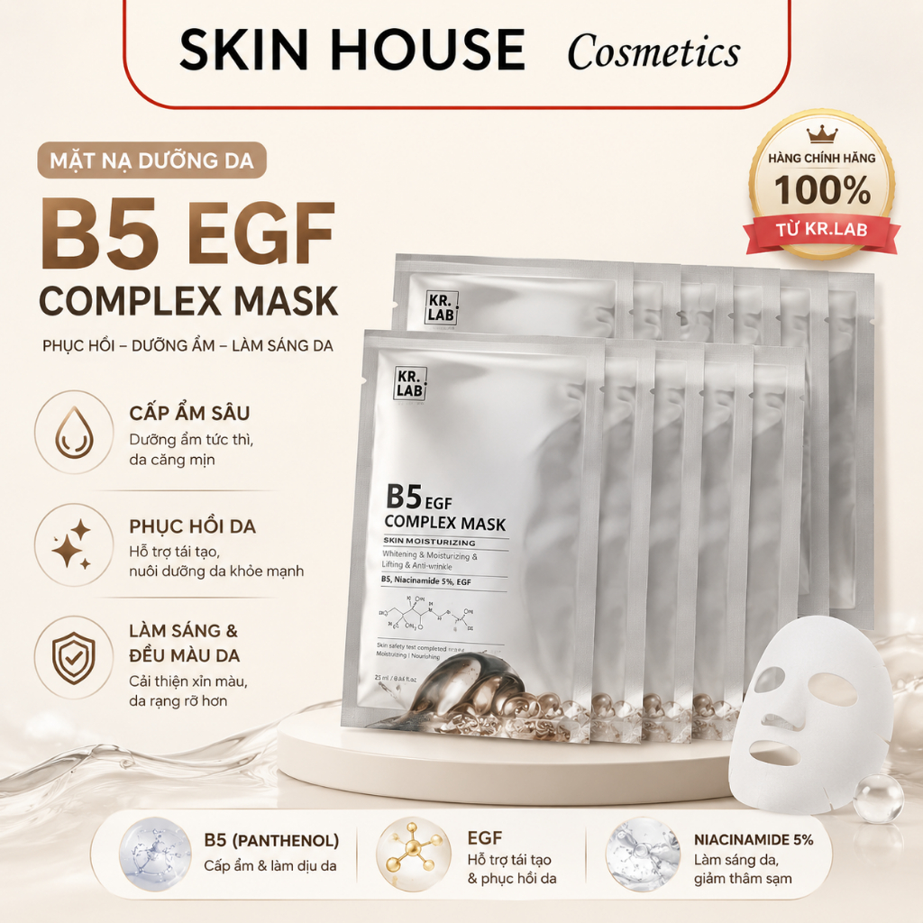Mặt Nạ KR.LAB B5 Niacinamide EGF Complex Mask Hỗ Trợ Làm Dịu, Cấp Ẩm & Chăm Sóc Da Skin House