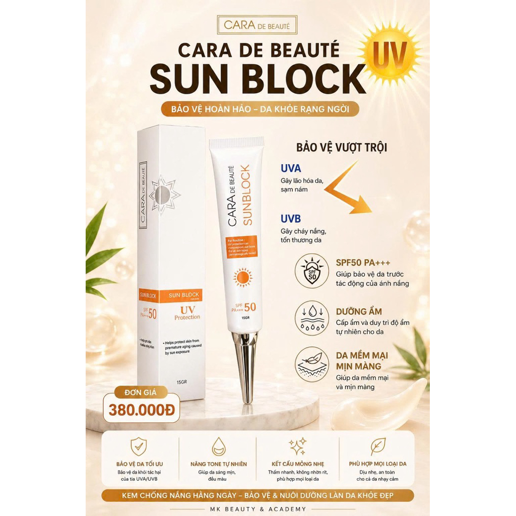KEM CHỐNG NẮNG NÂNG TONE 3IN1 CARA, DƯỠNG TRẮNG, CHỐNG NẮNG, NÂNG TONE HÀNG CHÍNH HÃNG.