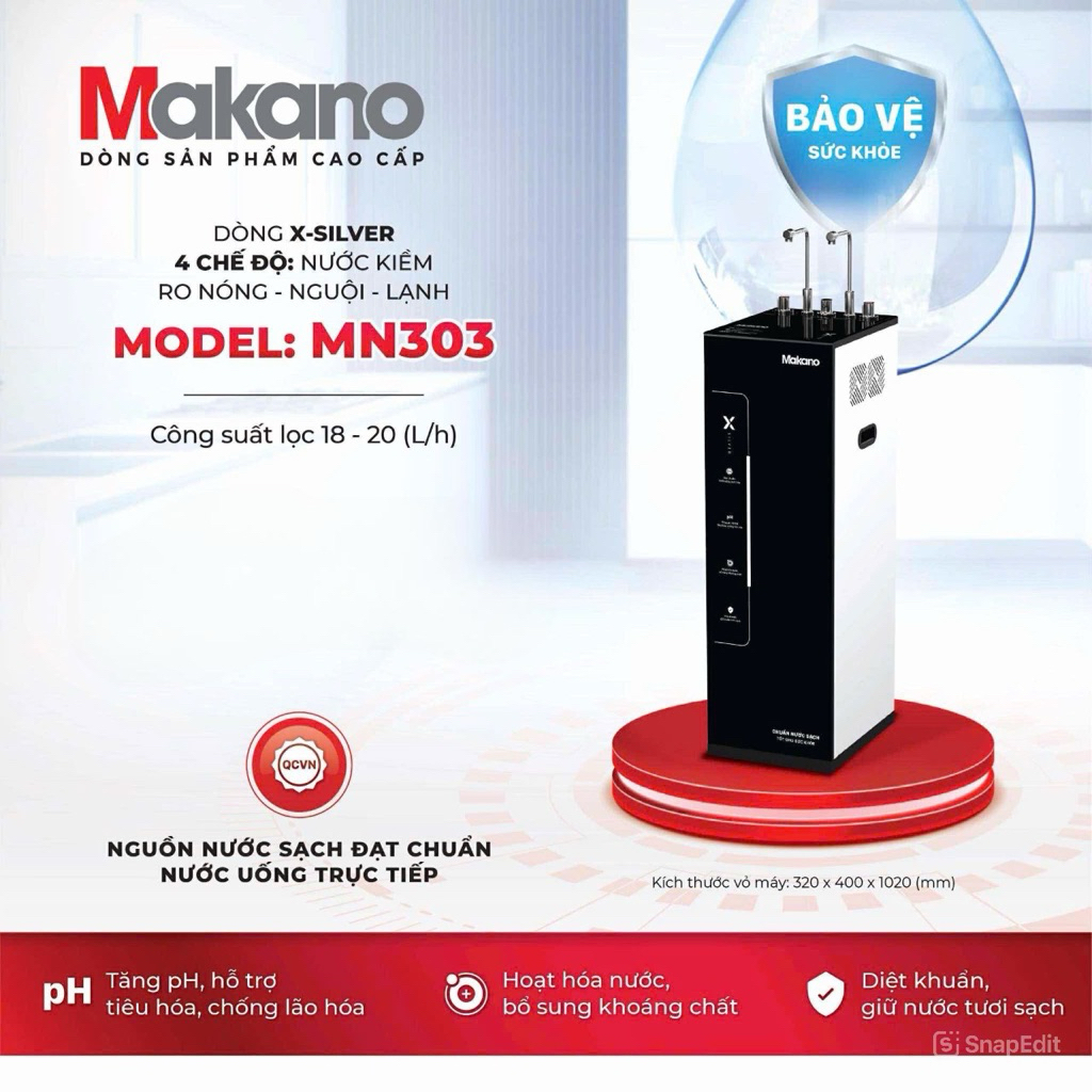 🌊 Máy Lọc Nước Makano MN303 Cao Cấp – Nóng, Nguội, Lạnh – Công Nghệ 10 Cấp Lọc