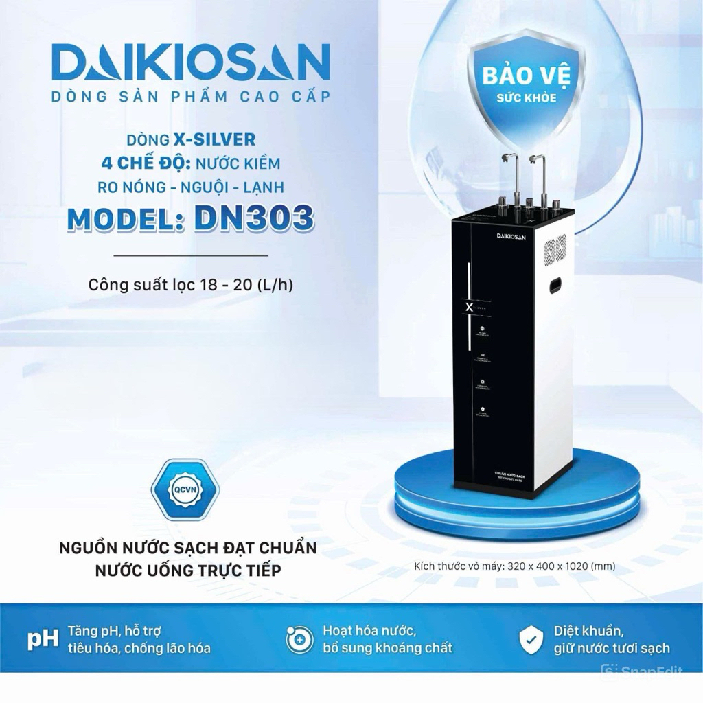 Máy Lọc Nước RO Nóng Nguội Lạnh Daikiosan DN303 X-SILVER - Làm Lạnh Block Sâu Tiết Kiệm Điện, Công N