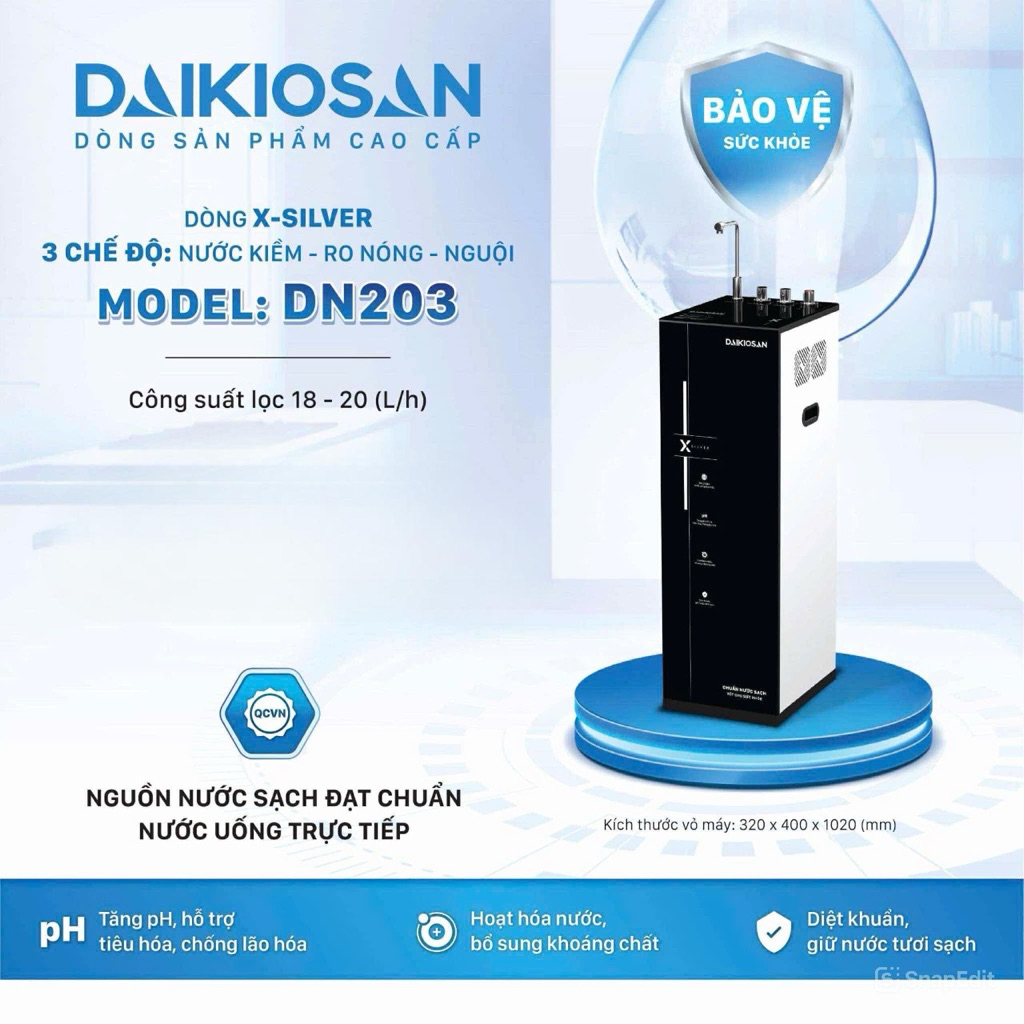 Máy Lọc Nước RO Nóng Nguội Daikiosan DN203 X-SILVER - Công Nghệ AI Giám Sát Thông Minh, Làm Nóng Siê