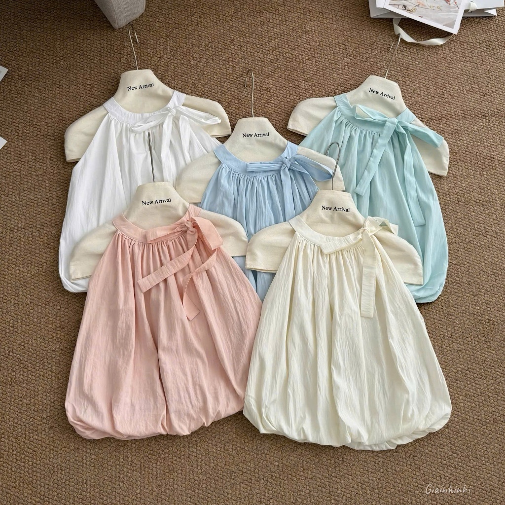 Áo kiểu dáng bí tiểu thư, Áo yếm phối nơ vintage AK820 - NhiNhi Shop