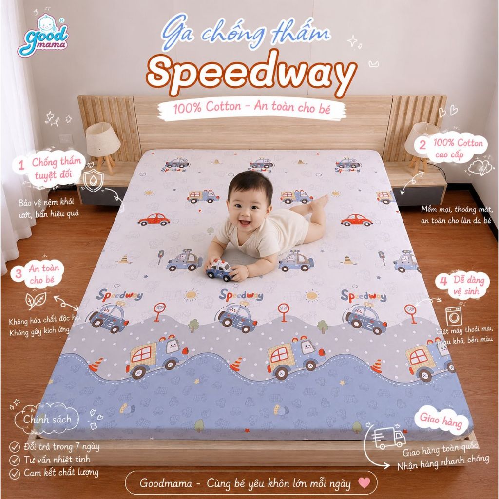 Ga chống thấm goodmama 100% cotton (không vỏ gối)