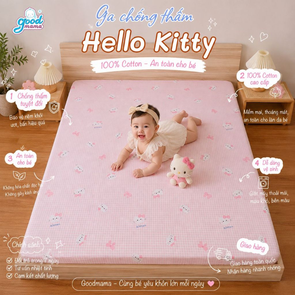 ga chống thấm goodmama 100% cotton (Ga không vỏ gối)