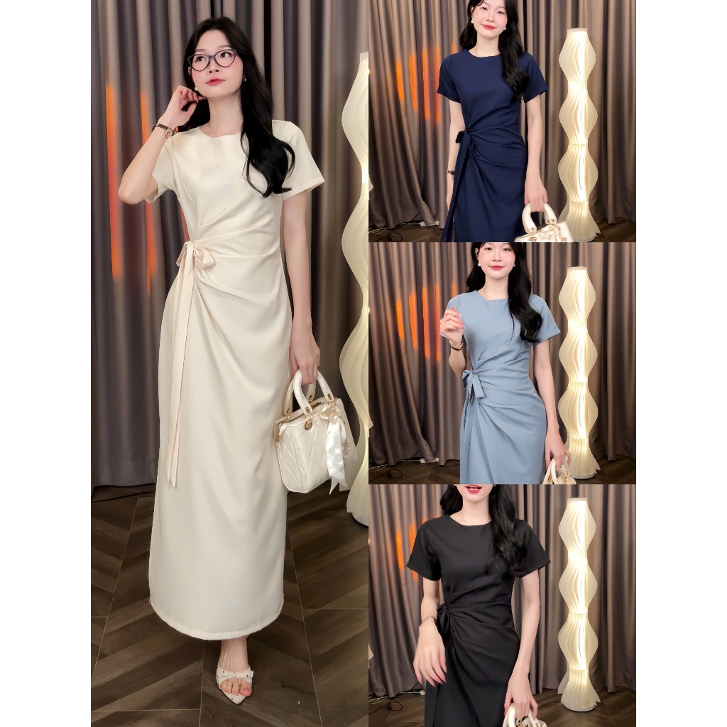 [Đ.38-T] Đầm Thiết Kết Công Sở Thanh Lịch Cột Eo Dáng Dài Women Top Dress | Tũm Clothing