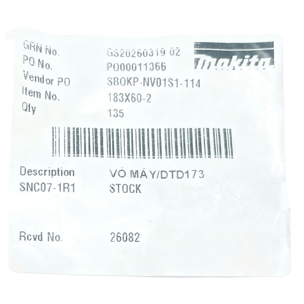Vỏ TD173 183X60-2 máy bắn vít Makita DTD173