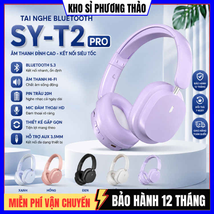 Tai nghe chụp tai bluetooth SY-T2 / P2961 / P9 , headphone có thể dùng cho PC, tai nghe chống ồn có 