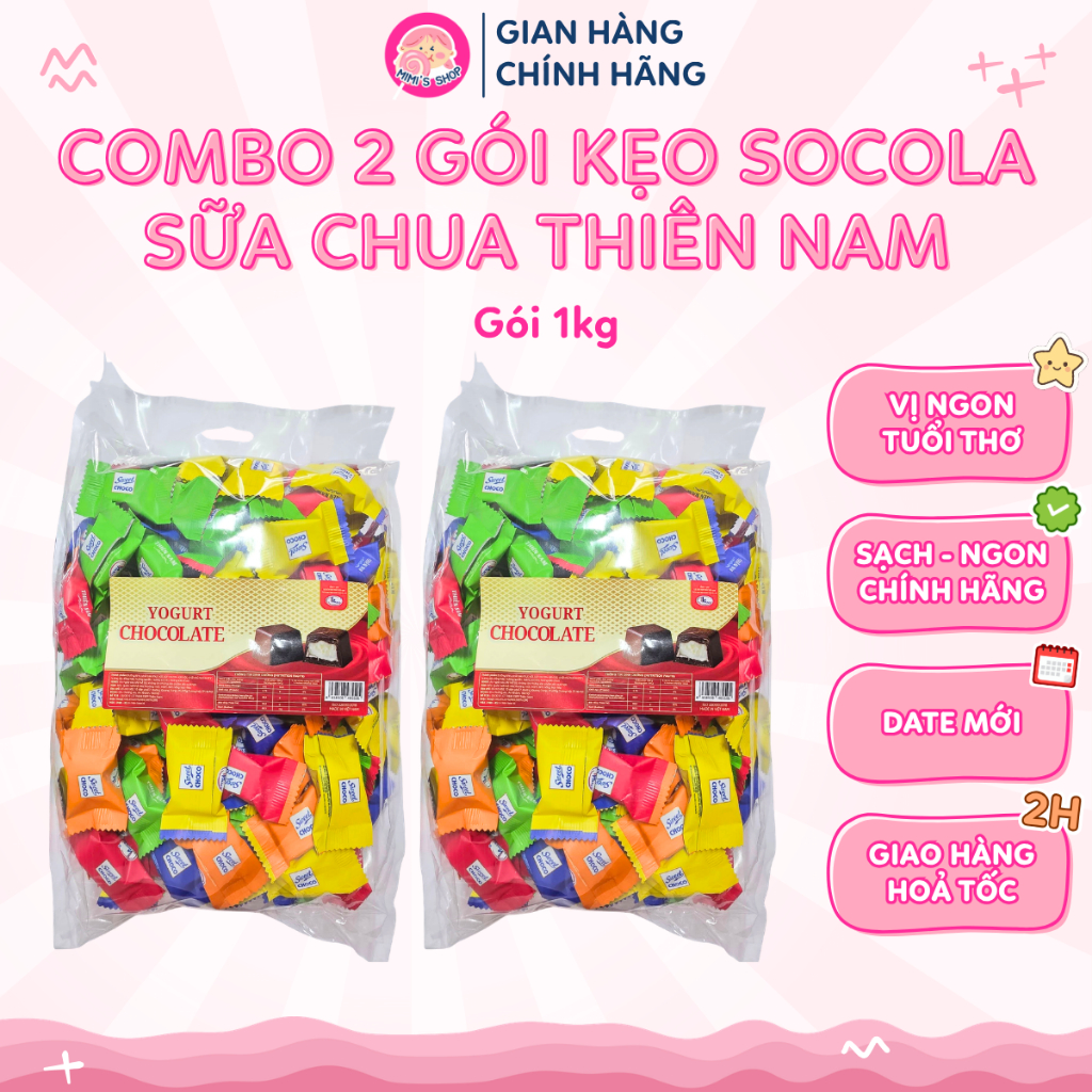 Combo 2 Gói Socola Sữa Chua Thiên Nam 1kg, Kẹo Socola Vị Sữa Chua Chua Ngọt Thơm Ngon | Mimi's Shop