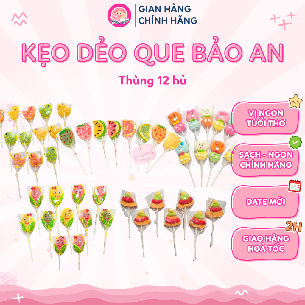 (Giá Sỉ) Thùng 12 Hủ Kẹo Dẻo Thú Bảo An, Kẹo Dẻo Mềm Dai Hình Thú Nhiều Màu Sắc | Mimi's Shop