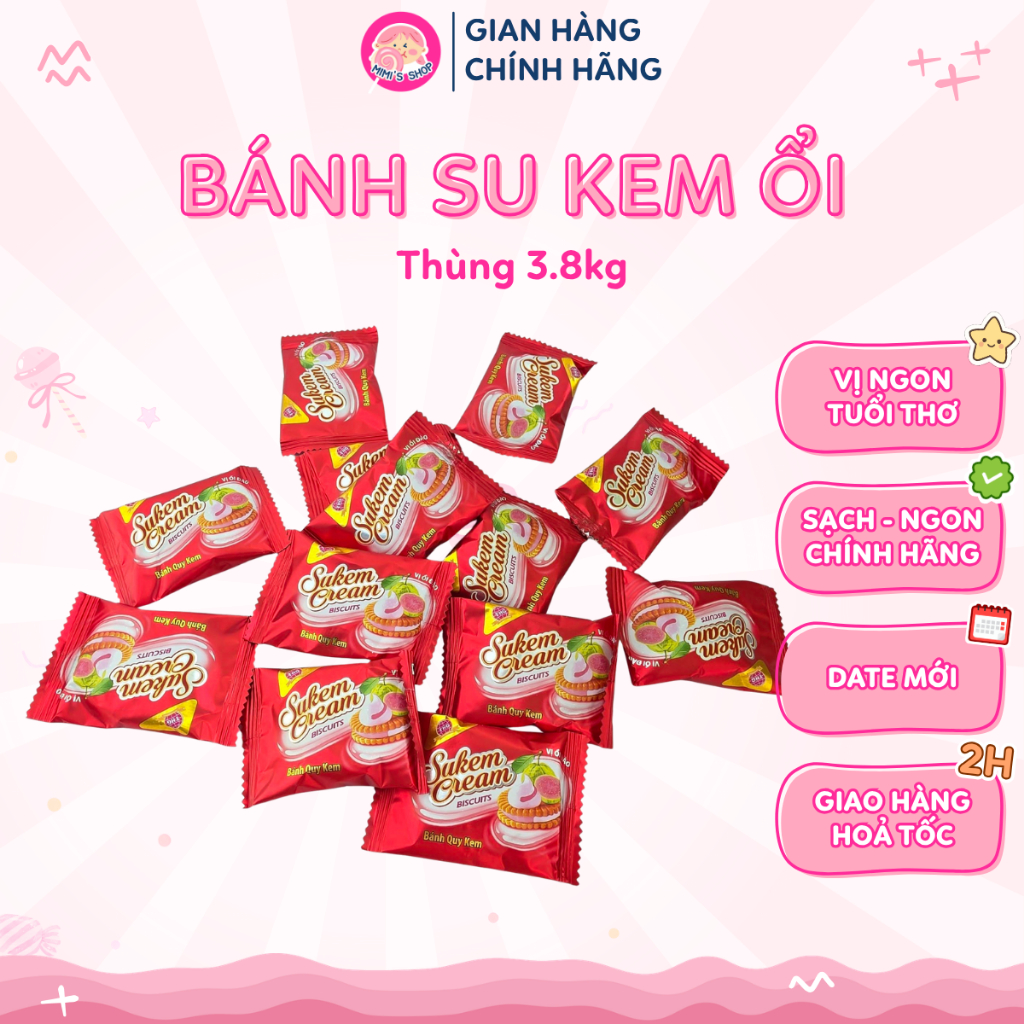 (Sỉ) Thùng Bánh Su Kem Ổi Tân Hoàng Giang 3.8kg, Bánh Giòn Nhẹ Nhân Kem Ổi Thơm Ngọt | Mimi's Shop
