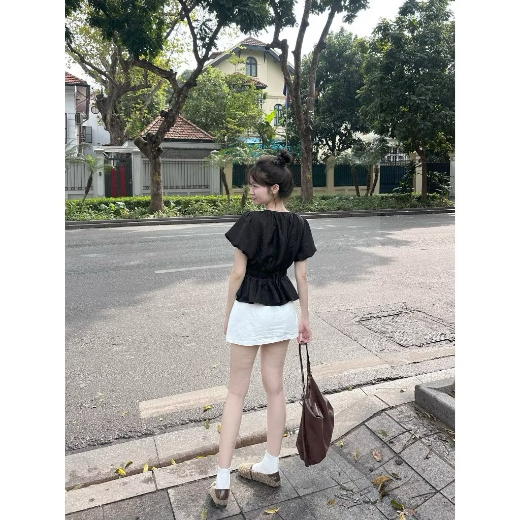 Áo Sơ Mi Cộc Tay Cổ Tròn Tay Bồng Chun Lưng A855 KENCO clothing Thời Trang Nữ SG | BigBuy360 - bigbuy360.vn