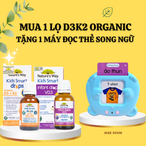 [TẶNG MÁY ĐỌC THẺ SONG NGỮ] Vitamin D3 Thuần Nature's way / D3K2 Organic Nature's way cho bé MCC