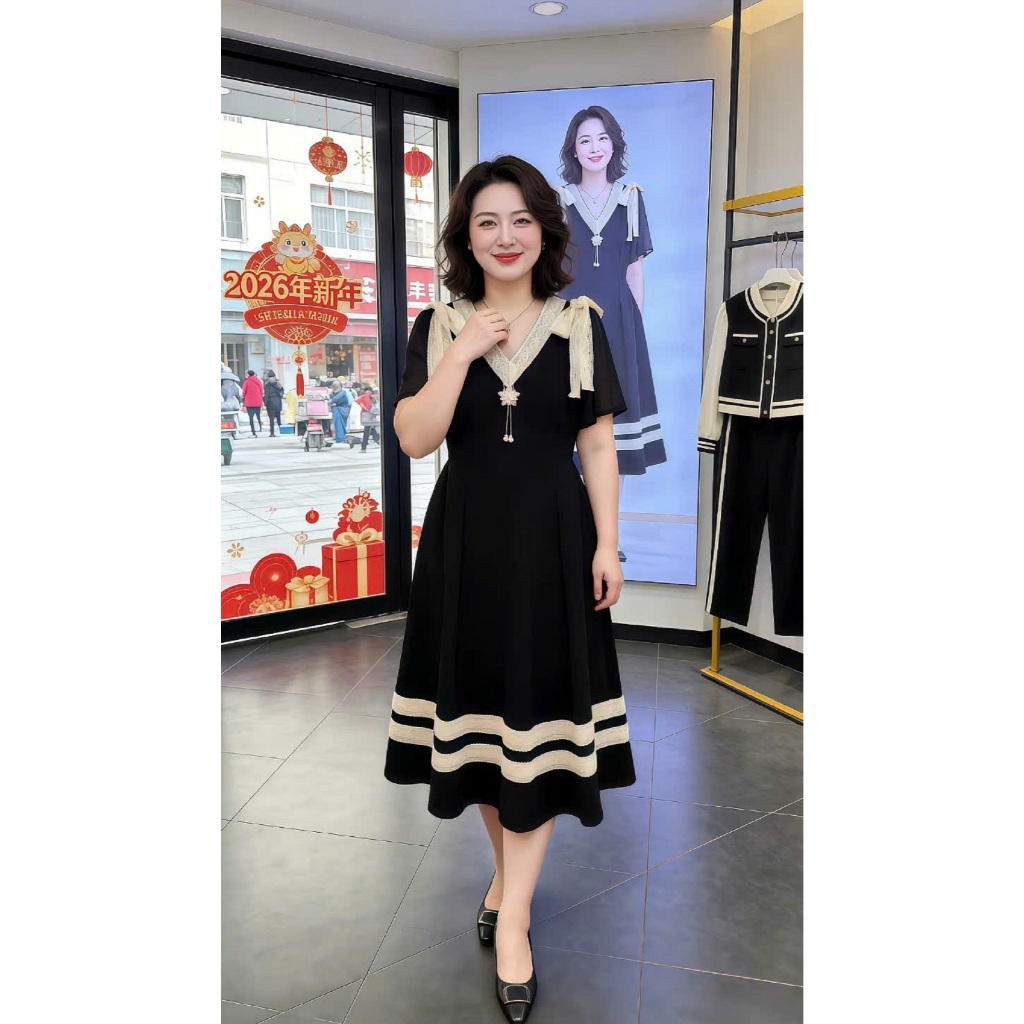 Đầm Bigsize Tú Mỡ Đầm Bigsize Nữ Thiết Kế Kiểu Thắt Nơ Dáng Dài,Trẻ Trung Đi Làm Dạo Phố Đủ Size 45-80kg DA0481 | BigBuy360 - bigbuy360.vn
