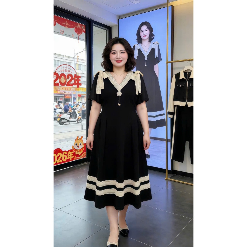 Đầm Bigsize Tú Mỡ Đầm Bigsize Nữ Thiết Kế Kiểu Thắt Nơ Dáng Dài,Trẻ Trung Đi Làm Dạo Phố Đủ Size 45-80kg DA0481 | BigBuy360 - bigbuy360.vn