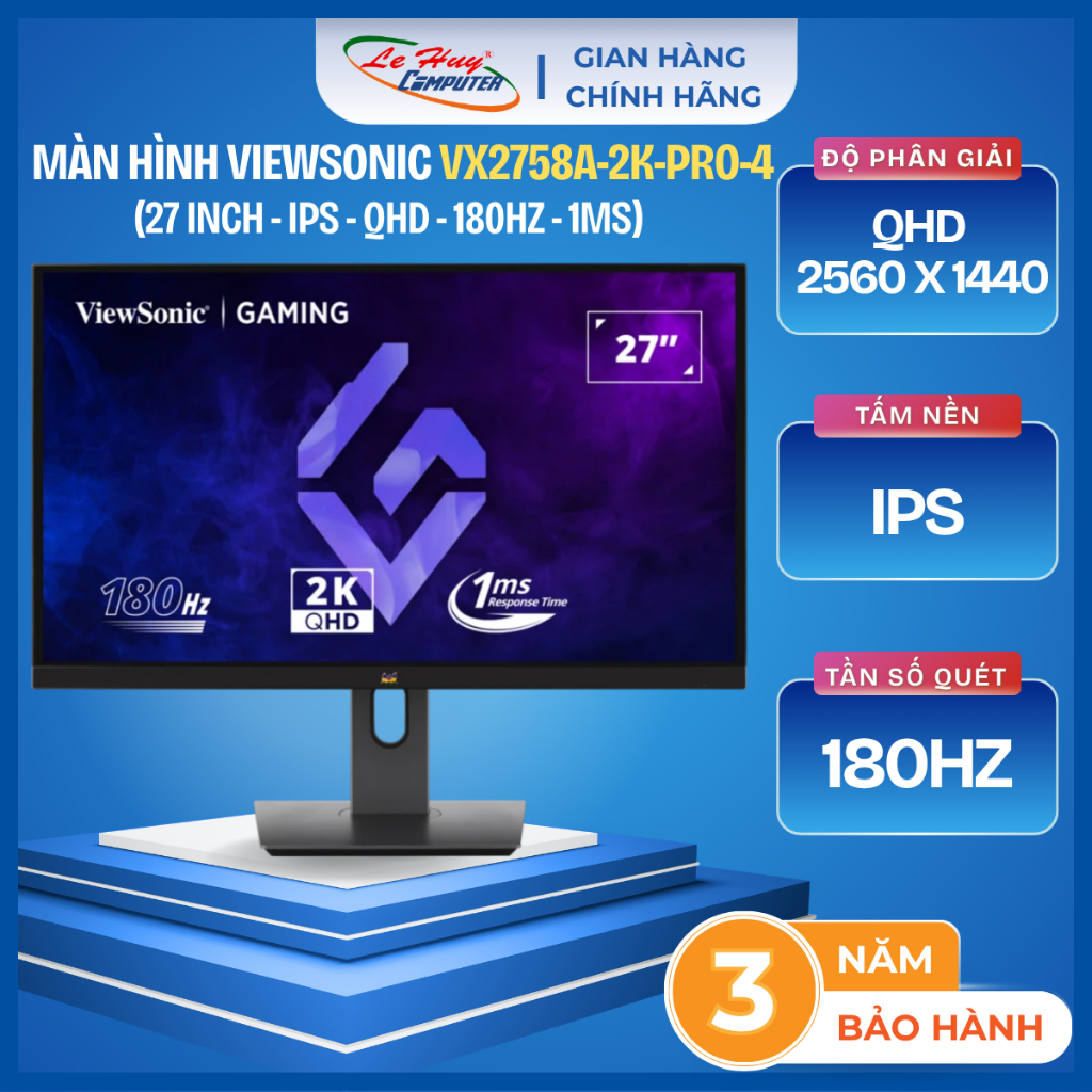 Màn Hình  Máy Tính Gaming ViewSonic VX2758A-2K-PRO-4 27 inch / VX2758A-2K-PRO-3 27 inch - Hàng Chính