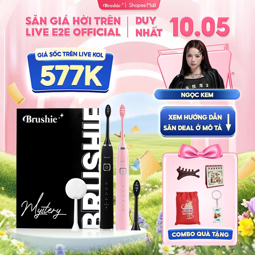 [GIÁ 577K LIVE E2E OFFICIAL] Bàn chải điện Brushie Ultra, set quà tặng sinh nhật cho nữ, quà tặng ng