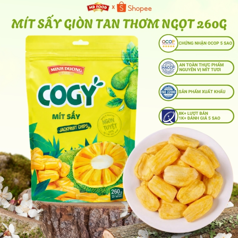 Mít sấy Minh Dương Food 260g,130g vị tự nhiên giòn tan thơm ngon ăn vặt tiện lợi tốt cho sức khỏe