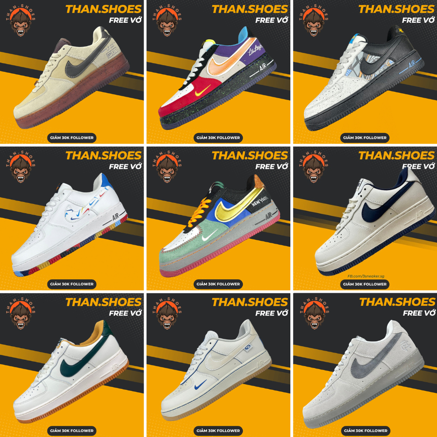 Giày Sneaker AF1 Low, AF1 Cổ Thấp Tổng Hợp Màu (1) - Than.Shoes
