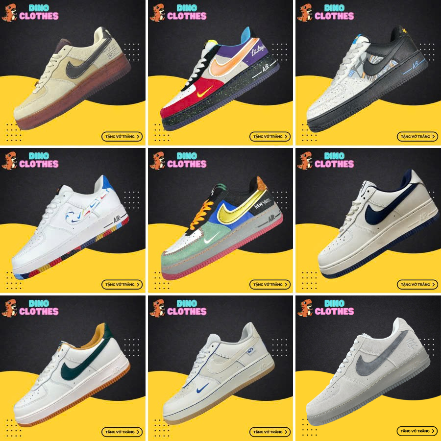 Giày Sneaker AF1 Low, AF1 Cổ Thấp Tổng Hợp Màu (1)  - DinoSneaker99