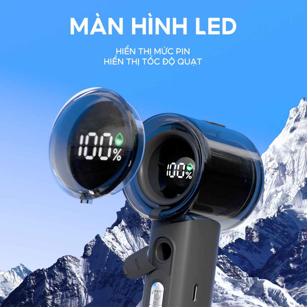 Yodevoe ZH62 Tốc Độ Cao ​​Quạt có chức năng phun tạo độ ẩm, 3000mAh, luồng không khí mạnh mẽ 10m / s | BigBuy360 - bigbuy360.vn