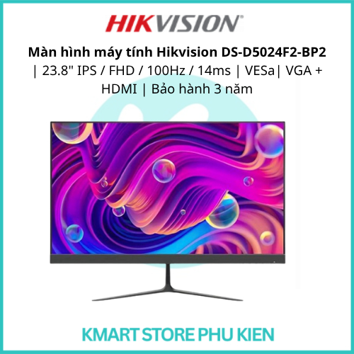 Màn hình máy tính Hikvision DS-D5024F2-BP2 | 23.8" IPS / FHD / 100Hz / 14ms | VESa| VGA + HDMI | Bảo