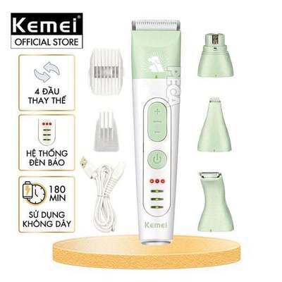 Tông đơ cắt lông thú cưng KEMEI KM-CW2105 đa năng 4in1 dùng cạo lông chó mèo, có đầu tỉa lông bàn chân - Chính hãng