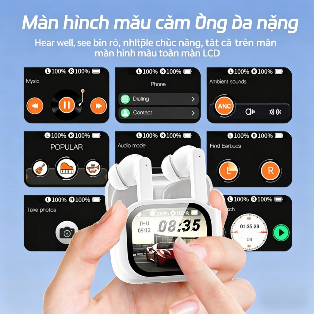 Tai Nghe Phiên Dịch Cao Cấp 156 Ngôn ngữ JM19 Chống ồn ANC, Chống nước IPX5, Âm thanh rất hay, Màn hình cảm ứng LED | BigBuy360 - bigbuy360.vn