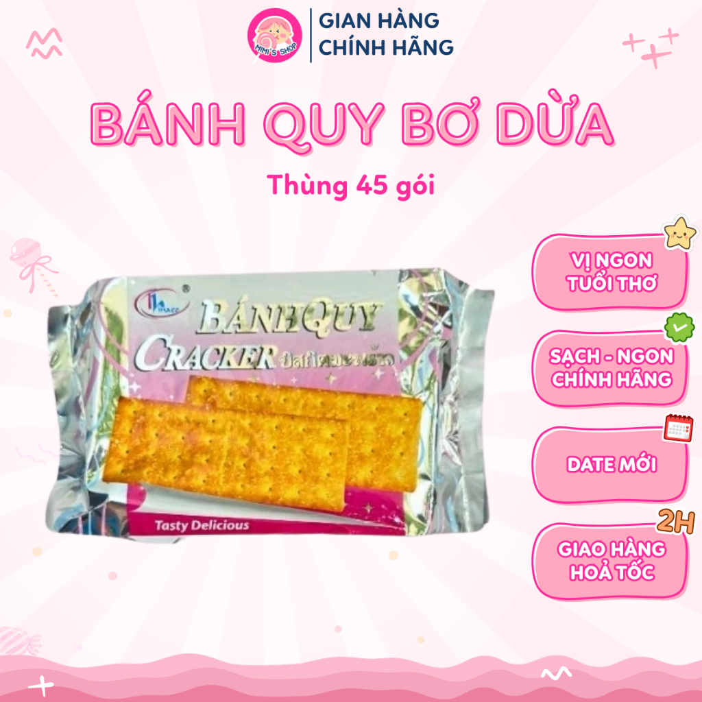 (Sỉ) Thùng Bánh Quy Bơ Dừa Thiên Nam, Bánh Quy Bơ Dừa Gói Bạc Vuông| Mimi's Shop