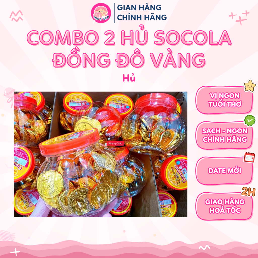 Combo 2 Hủ Socola Đồng Đô Vàng Ngọc Hân, Socola Đồng Tiền Vàng Thơm Béo Ngọt Dịu | Mimi's Shop