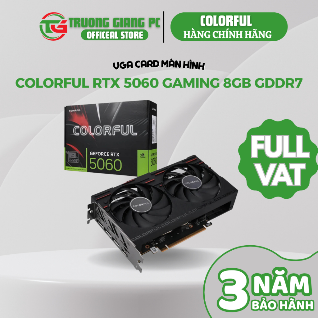 [SẢN PHẨM FULL VAT] VGA Card Màn Hình Colorful GeForce RTX 5060 GAMING DUO 8GB GDDR7 - BẢO HÀNH CHÍNH HÃNG 36 THÁNG | BigBuy360 - bigbuy360.vn