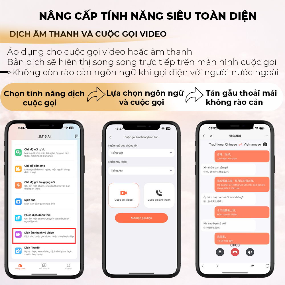 Tai Nghe Phiên Dịch Cao Cấp 156 Ngôn ngữ JM19 Chống ồn ANC, Chống nước IPX5, Âm thanh rất hay, Màn hình cảm ứng LED | BigBuy360 - bigbuy360.vn