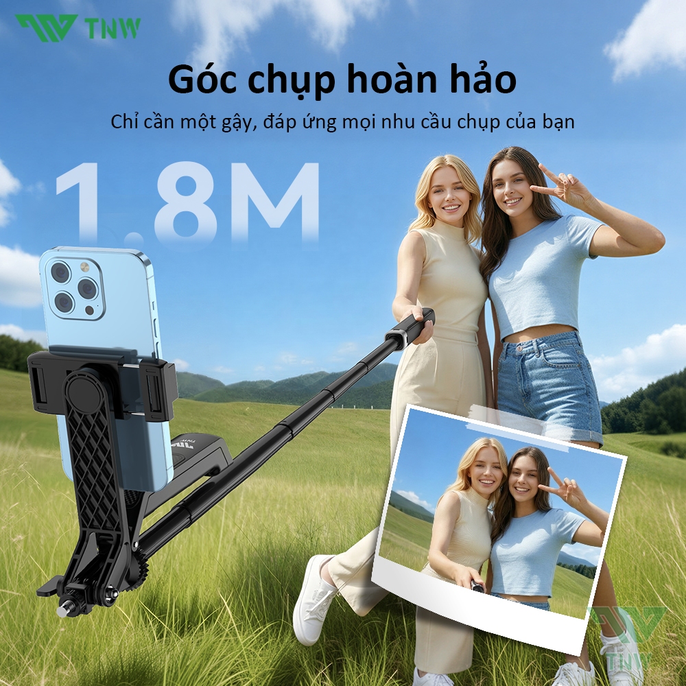 TNW S30 Gậy selfie Gậy chụp ảnh 4 chân Bluetooth chống rung Gậy Selfie Cầm Tay Có Đèn Led Dài 1m8 | BigBuy360 - bigbuy360.vn