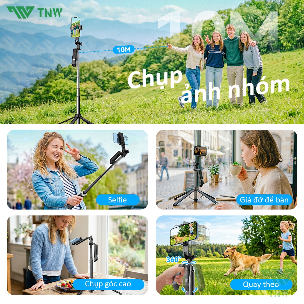 TNW S30 Gậy selfie Gậy chụp ảnh 4 chân Bluetooth chống rung Gậy Selfie Cầm Tay Có Đèn Led Dài 1m8 | BigBuy360 - bigbuy360.vn