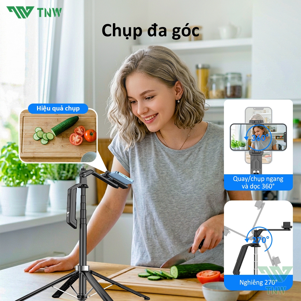 TNW S30 Gậy selfie Gậy chụp ảnh 4 chân Bluetooth chống rung Gậy Selfie Cầm Tay Có Đèn Led Dài 1m8 | BigBuy360 - bigbuy360.vn