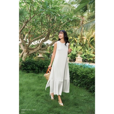 Đầm Maxi Nữ MY WAY Form Suông Lụa Trơn Mát Nhẹ Sang Trọng 3md11278