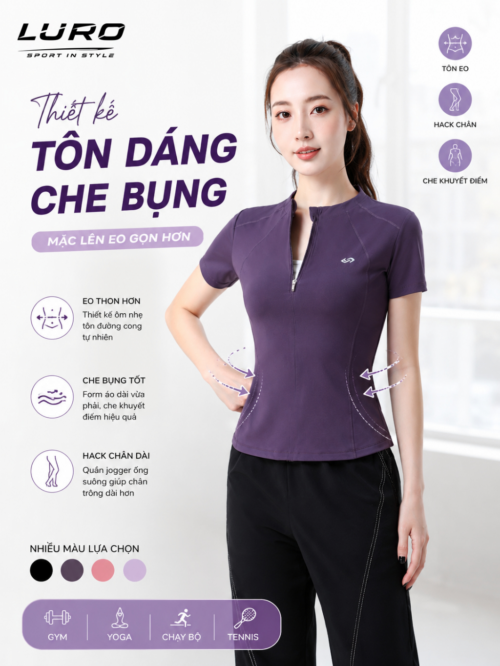 S1076N — Set đồ tập nữ áo thể thao & quần jogger