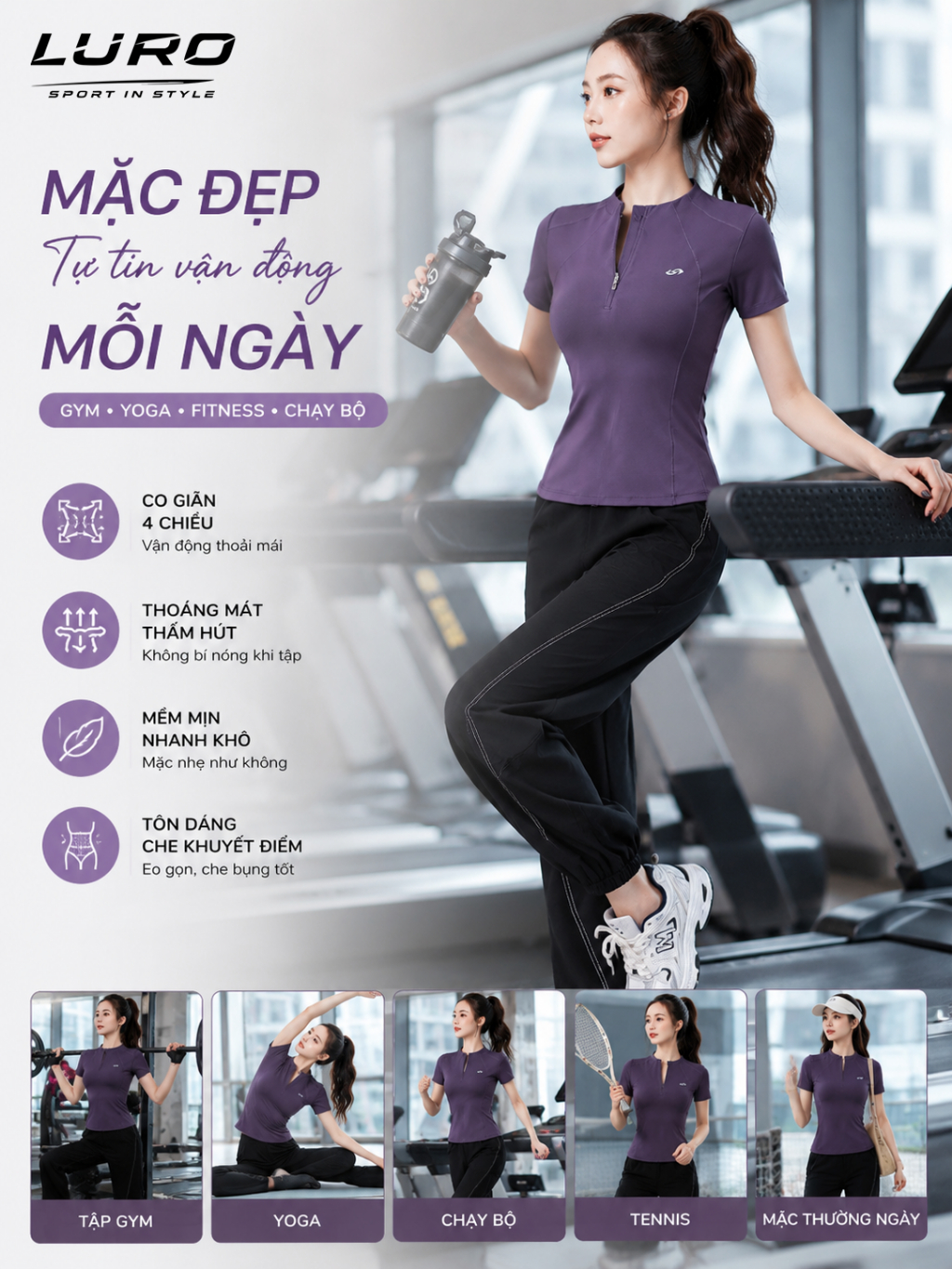 S1076N — Set đồ tập nữ áo thể thao & quần jogger 3