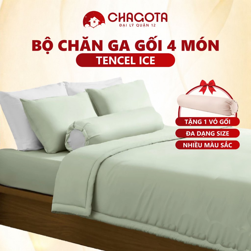Bộ Chăn Ga Gối Lụa Silk Ice CHAGOTA, Chất Vải Mát Lạnh, Thông Thoáng Mọi Mùa 1mx2m - 2mx2m2