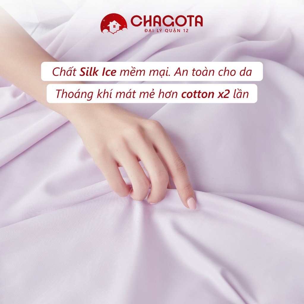 Bộ Chăn Ga Gối Lụa Silk Ice CHAGOTA, Khả Năng Vải Thấm Hút, Độ Mềm Mát cao, Thông Thoáng Mọi Mùa 1m6x2m 1m8x2m | BigBuy360 - bigbuy360.vn