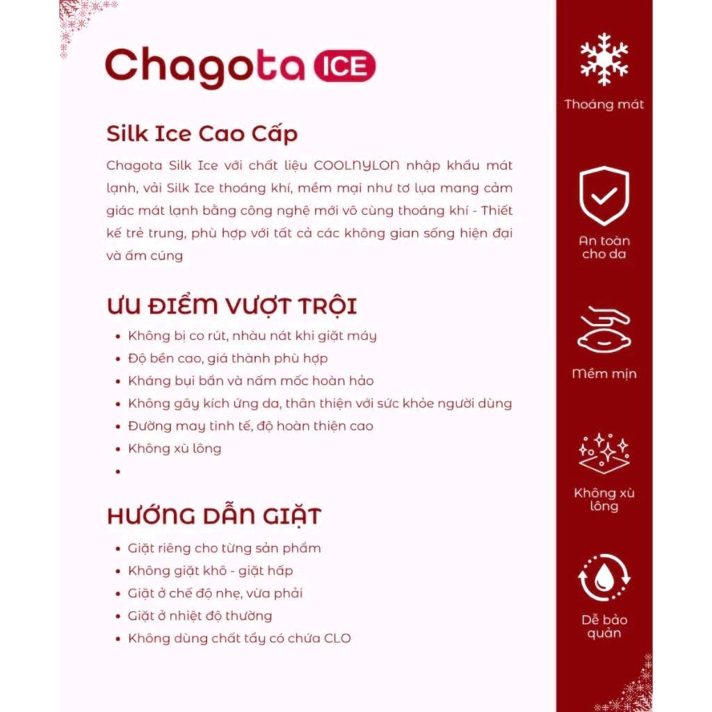 Bộ Chăn Ga Gối Lụa Silk Ice CHAGOTA, Khả Năng Vải Thấm Hút, Độ Mềm Mát cao, Thông Thoáng Mọi Mùa 1m6x2m 1m8x2m | BigBuy360 - bigbuy360.vn