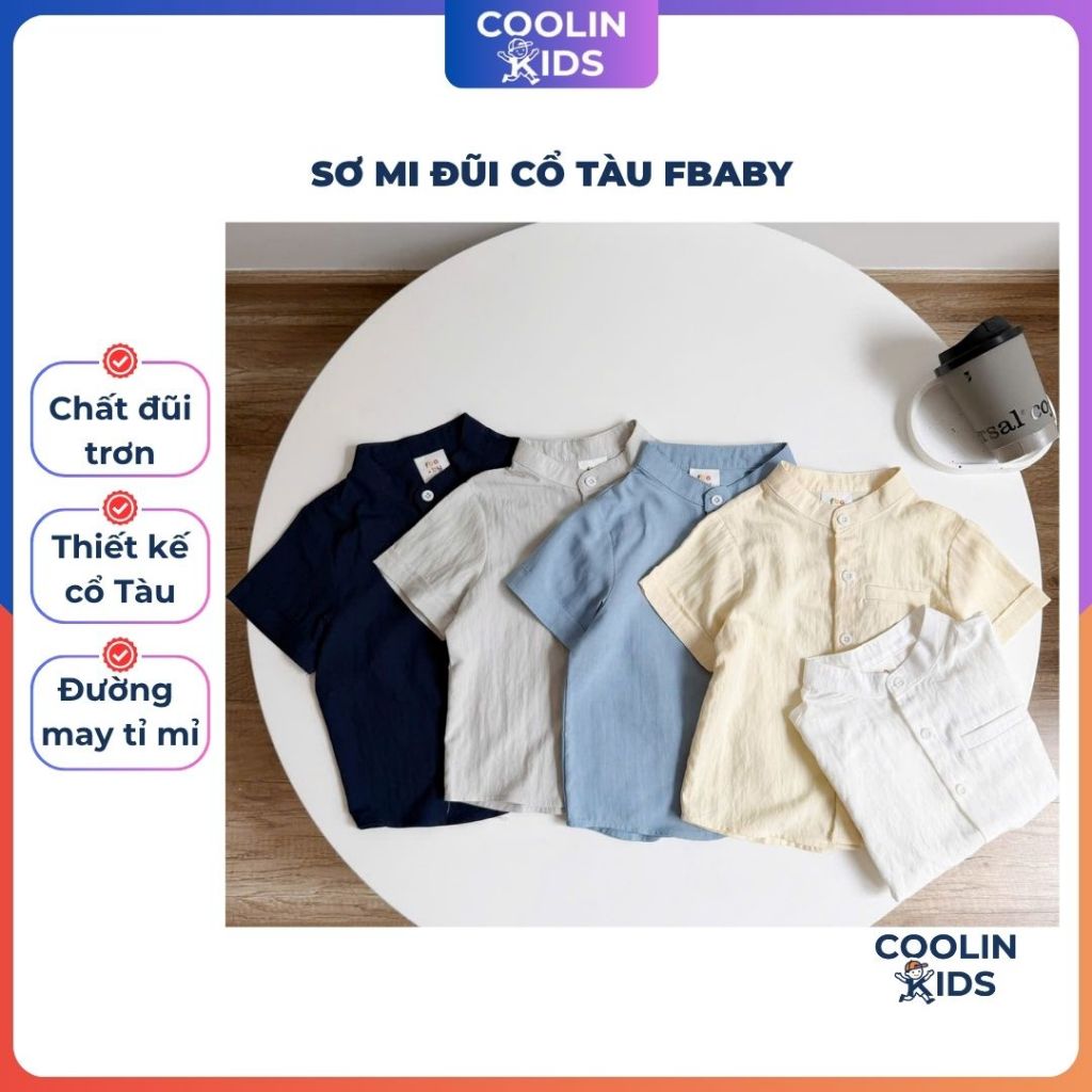 Coolin Kids ÁO SƠ MI ĐŨI CỔ TÀU FBABY CHẤT LIỆU ĐŨI TRƠN THOÁNG KHÍ