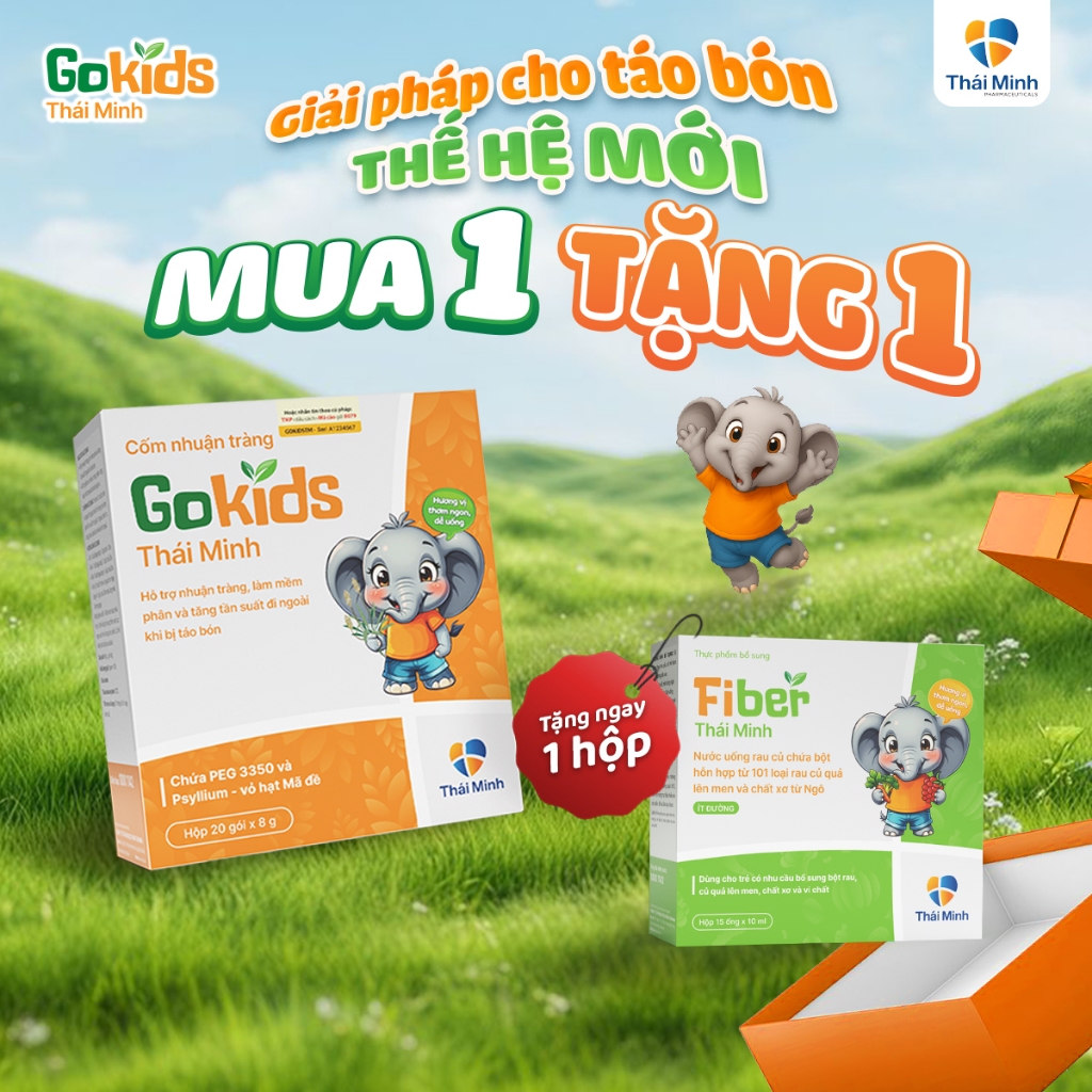【MUA 1 TẶNG 1】Mua 1 GOKIDS THÁI MINH, TẶNG 1 Nước uống rau củ FIBER | Nuôi dưỡng hệ tiêu hóa khỏe