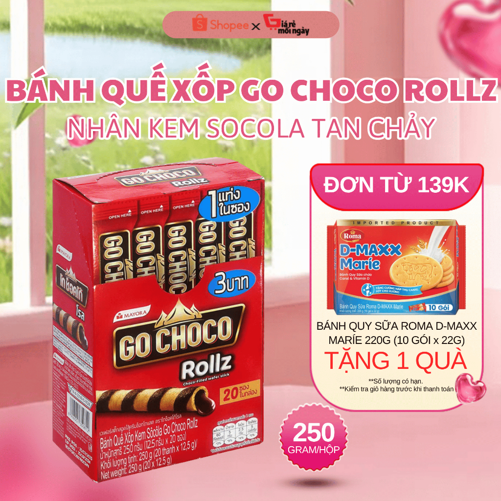 Bánh Ốc Quế Go Choco Rollz 250G