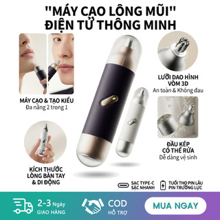 Máy tỉa lông mũi và cạo râu điện 2 trong 1, có thể giặt được, di động, tuổi thọ pin dài và bền.