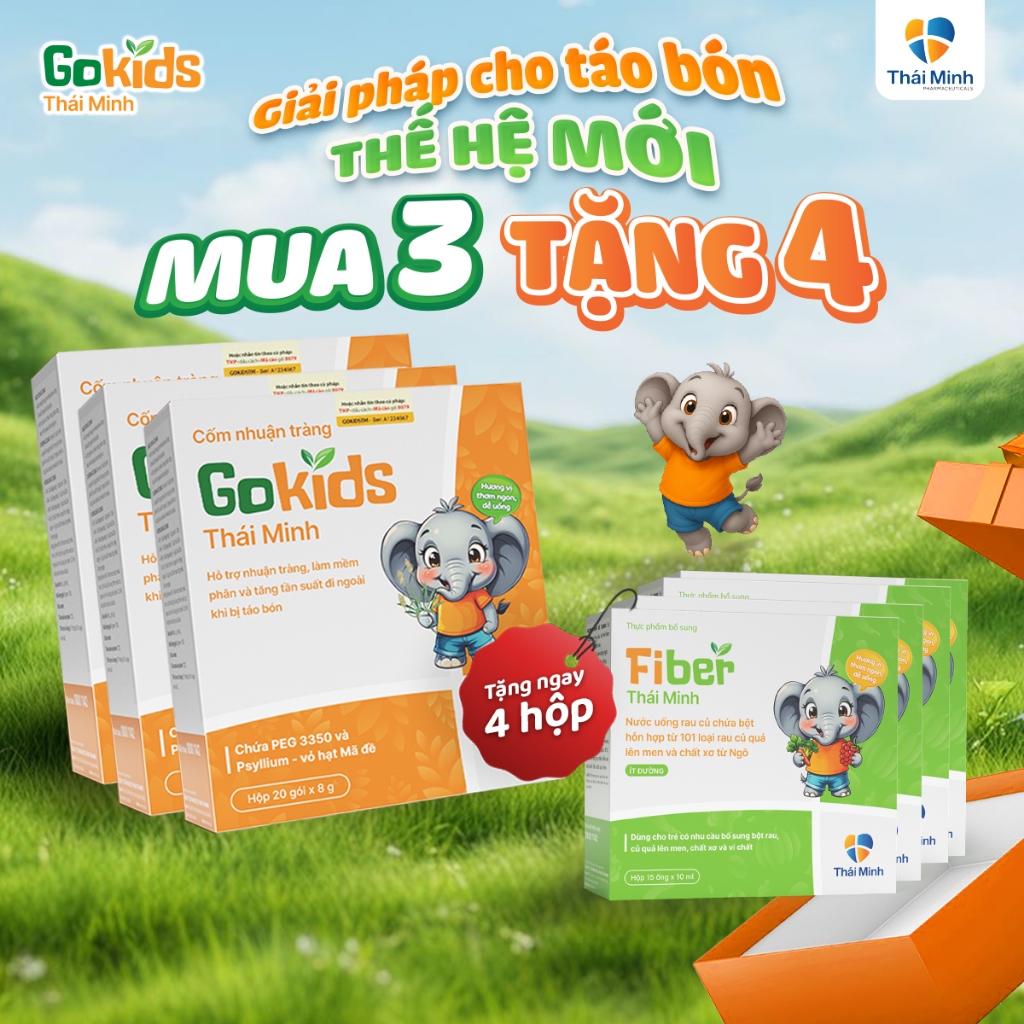 【TIẾT KIỆM 700K】Mua 3 Cốm nhuận tràng Gokids, TẶNG 4 Nước uống rau củ Fiber | Nuôi dưỡng hệ tiêu hóa