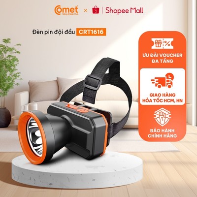 [HT HCM/HN] Đèn Pin Đội Đầu Sạc Led Comet CRT1616 2W Pin Lithium rời, AS trắng, chế độ Pha/Cốt sử dụng đến 10 giờ, BH 6T