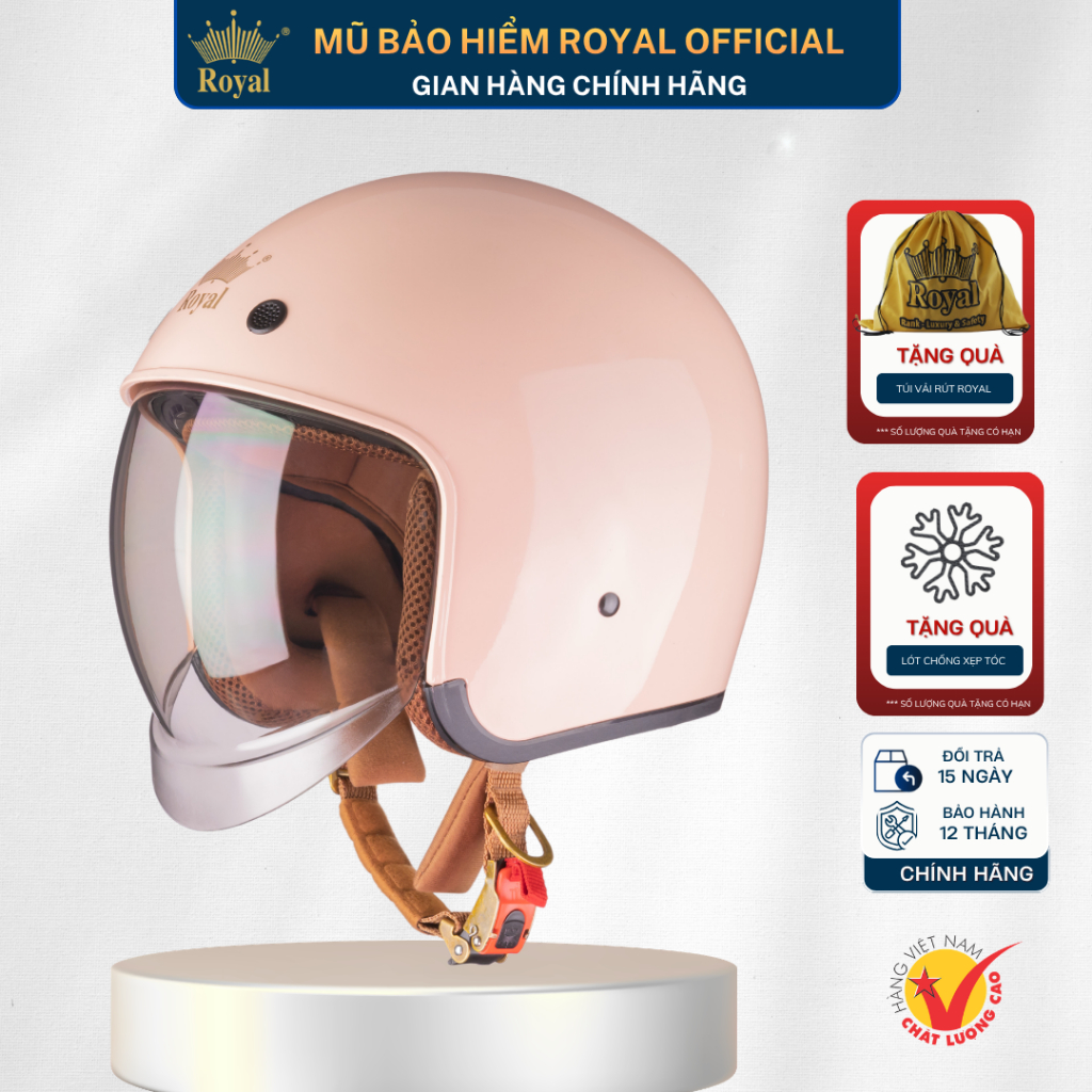 Mũ Bảo Hiểm Royal M139 Chính Hãng Kính Âm Chắn Gió Full Mặt Cho Nam Nữ, Mũ Bảo Hiểm 3/4 Royal M139 C