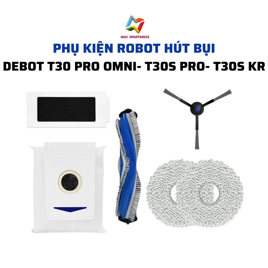 Phụ kiện robot hút bụi Debot T30s pro, T30 Pro Omni, T30s KR, T30s Combo chổi lăn, chổi cạnh, khăn l