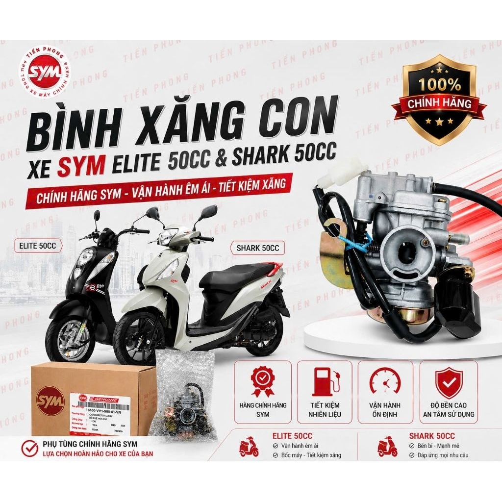 Bộ chế hòa khí SYM chính hãng – Elite 50cc / Shark 50cc